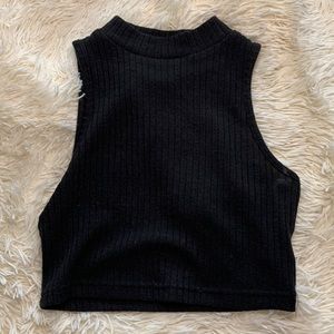Black Rib Knit Tank Top